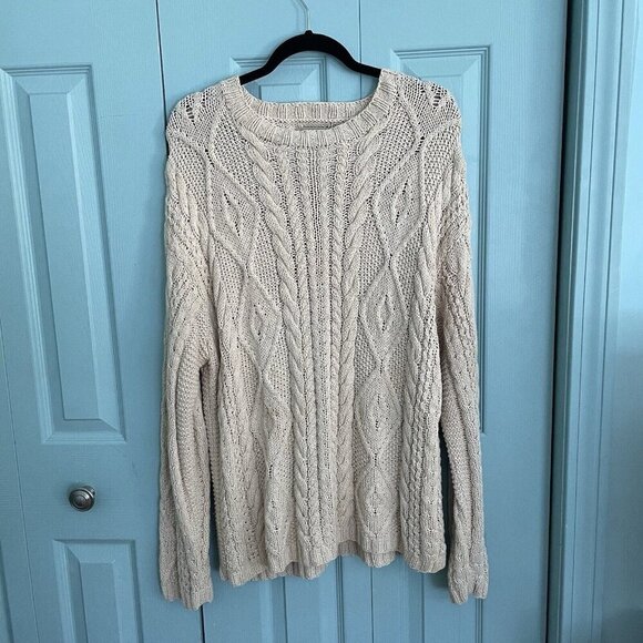 Abercrombie & Fitch Cottage Handknits Chunky Knit Sweater Women’s Large Ramie - Picture 1 of 12